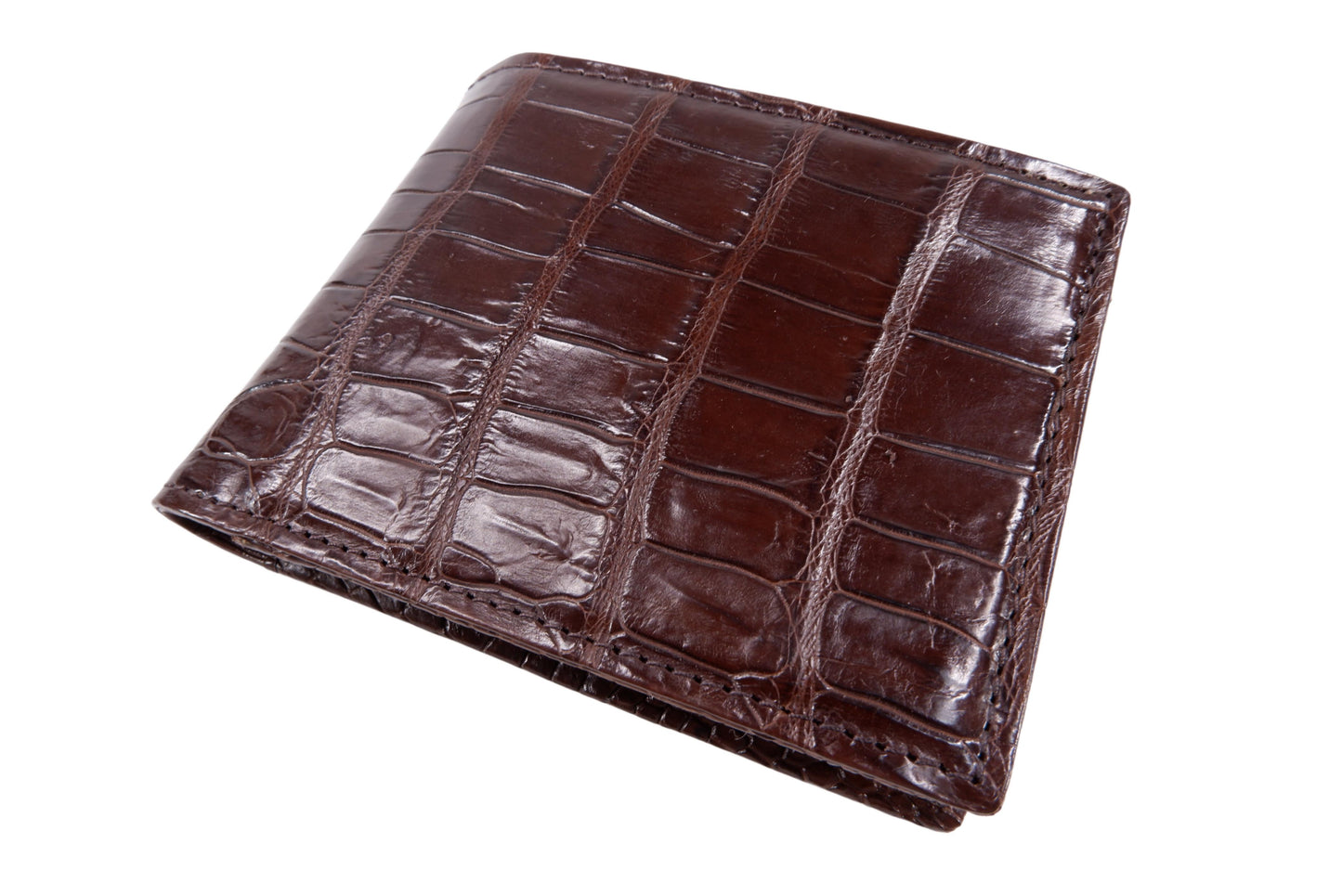 Genuine Crocodile Belly Skin Leather Bifold Wallet with Crocodile Skin Interior