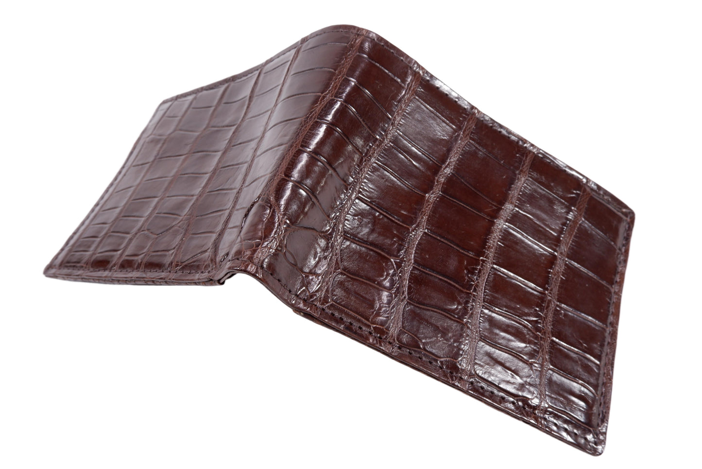 Genuine Crocodile Belly Skin Leather Bifold Wallet with Crocodile Skin Interior