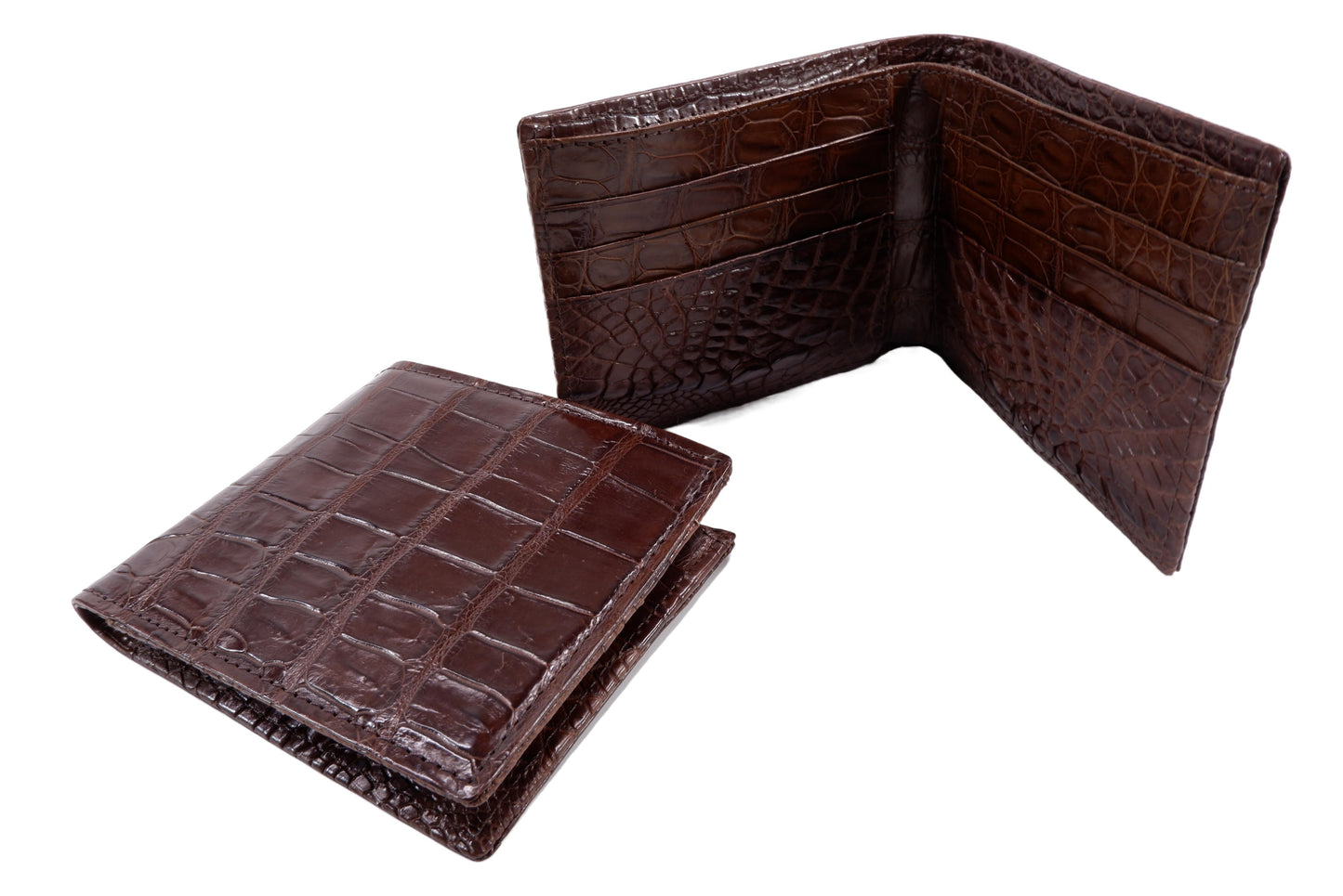 Genuine Crocodile Belly Skin Leather Bifold Wallet with Crocodile Skin Interior