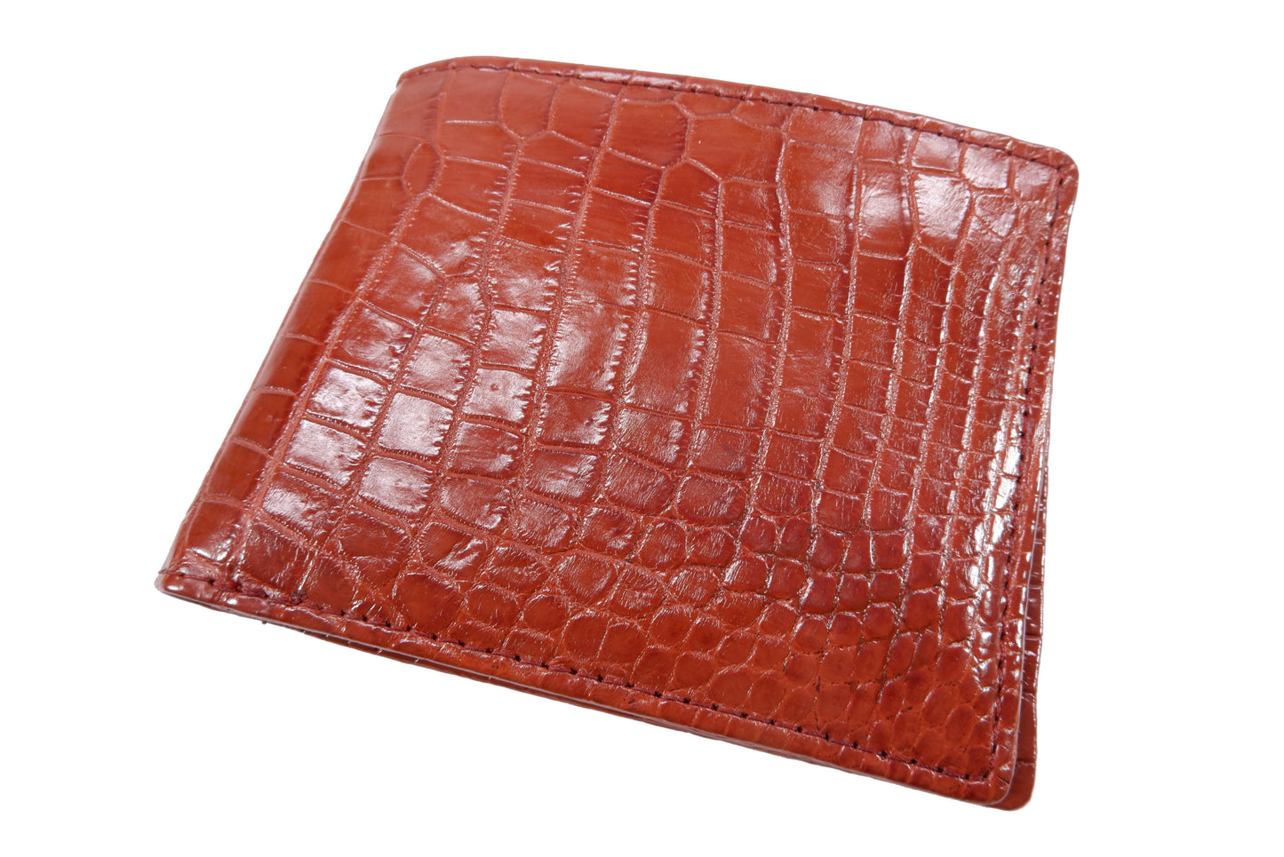 Genuine Crocodile Belly Skin Leather Bifold Wallet with Crocodile Skin Interior