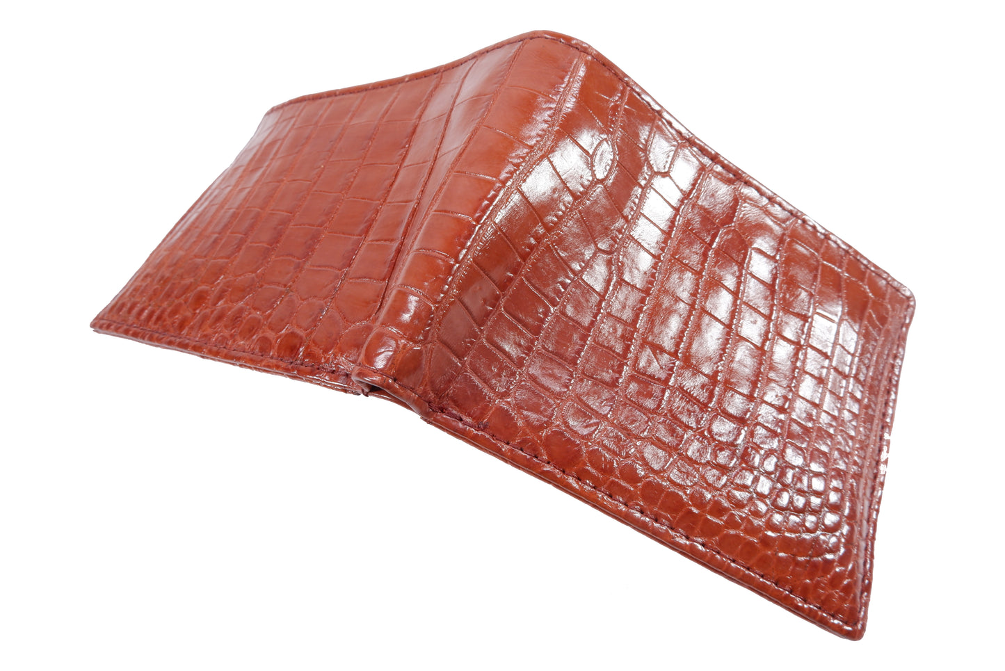 Genuine Crocodile Belly Skin Leather Bifold Wallet with Crocodile Skin Interior