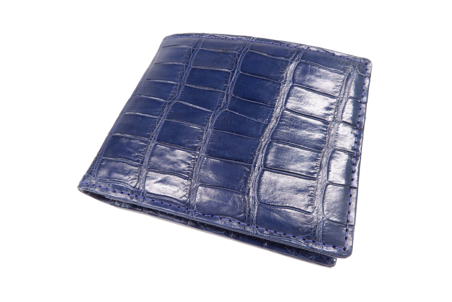 Genuine Crocodile Belly Skin Leather Bifold Wallet with Crocodile Skin Interior