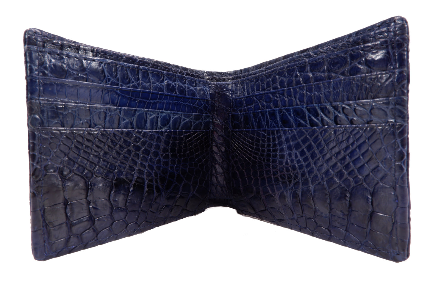 Genuine Crocodile Belly Skin Leather Bifold Wallet with Crocodile Skin Interior