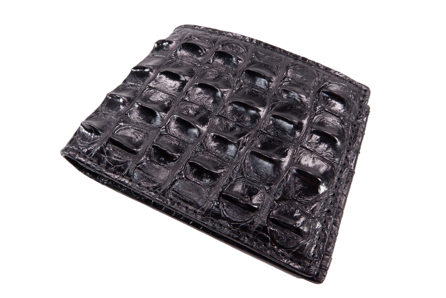 Genuine Crocodile Backbone Skin Leather Bifold Wallet with Crocodile Skin Interior