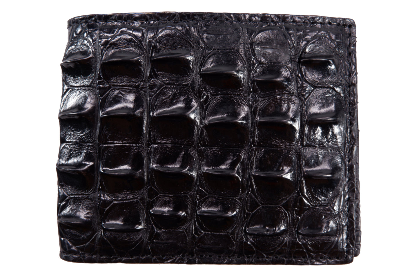Genuine Crocodile Backbone Skin Leather Bifold Wallet with Crocodile Skin Interior