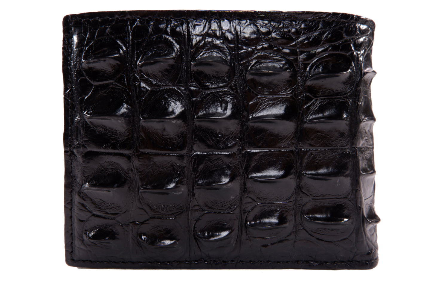 Genuine Crocodile Backbone Skin Leather Bifold Wallet with Crocodile Skin Interior