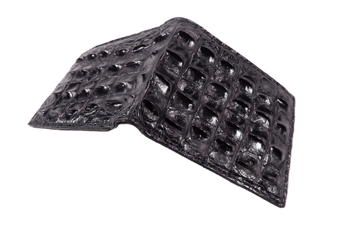 Genuine Crocodile Backbone Skin Leather Bifold Wallet with Crocodile Skin Interior