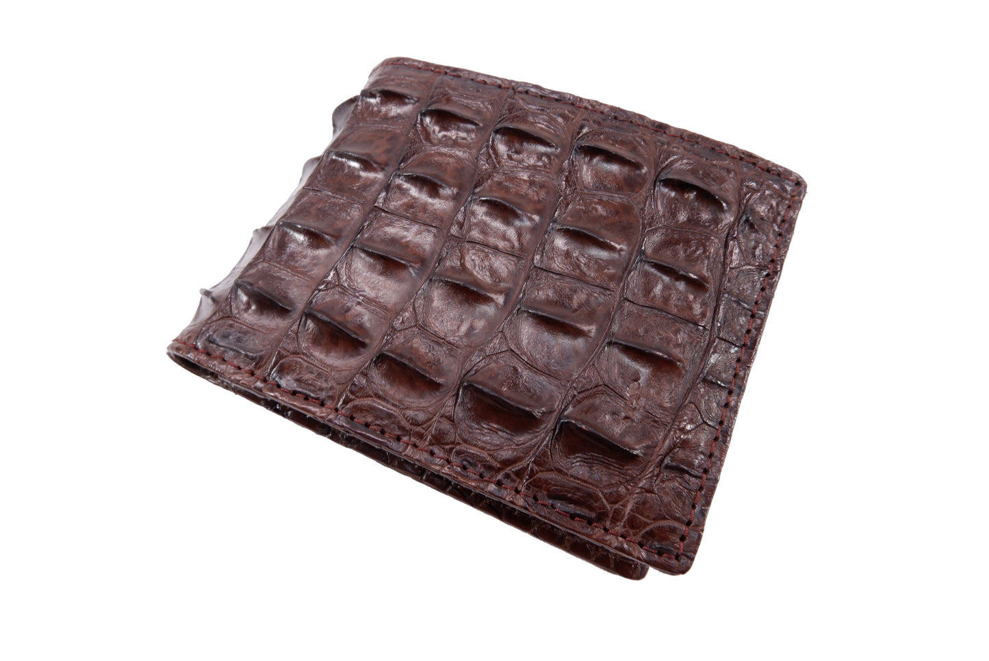 Genuine Crocodile Backbone Skin Leather Bifold Wallet with Crocodile Skin Interior