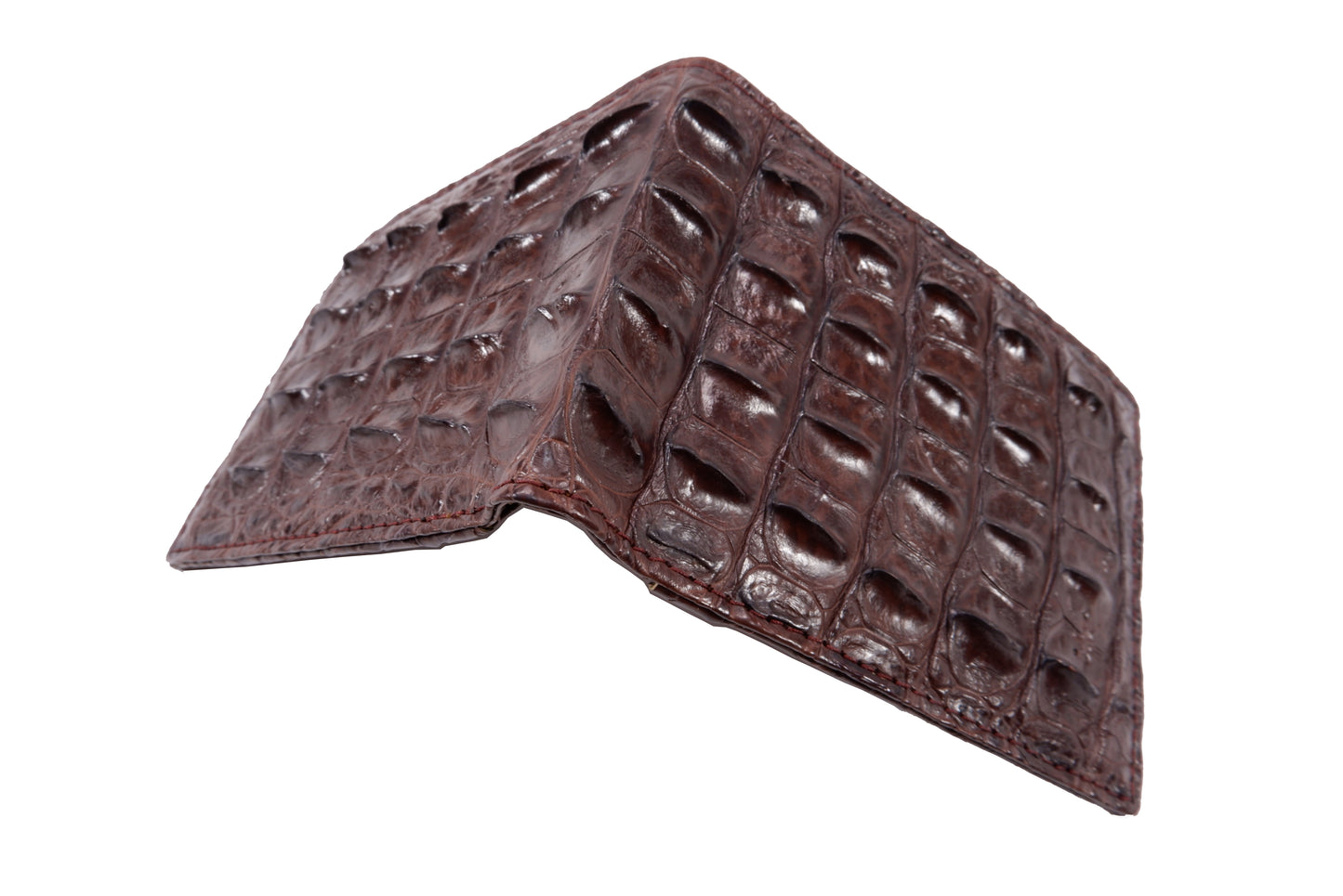 Genuine Crocodile Backbone Skin Leather Bifold Wallet with Crocodile Skin Interior