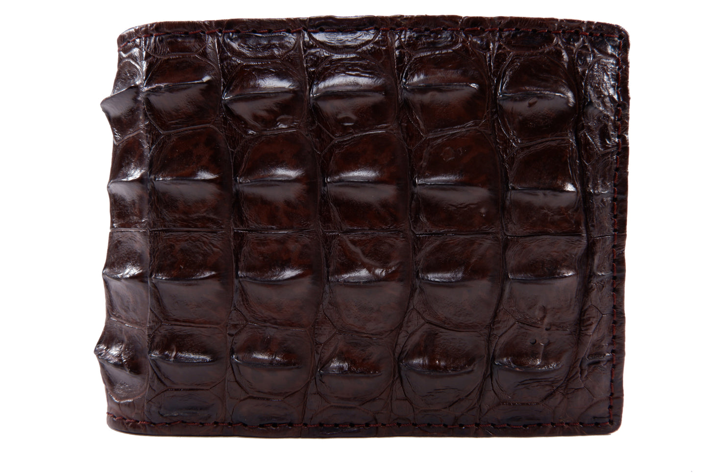 Genuine Crocodile Backbone Skin Leather Bifold Wallet with Crocodile Skin Interior