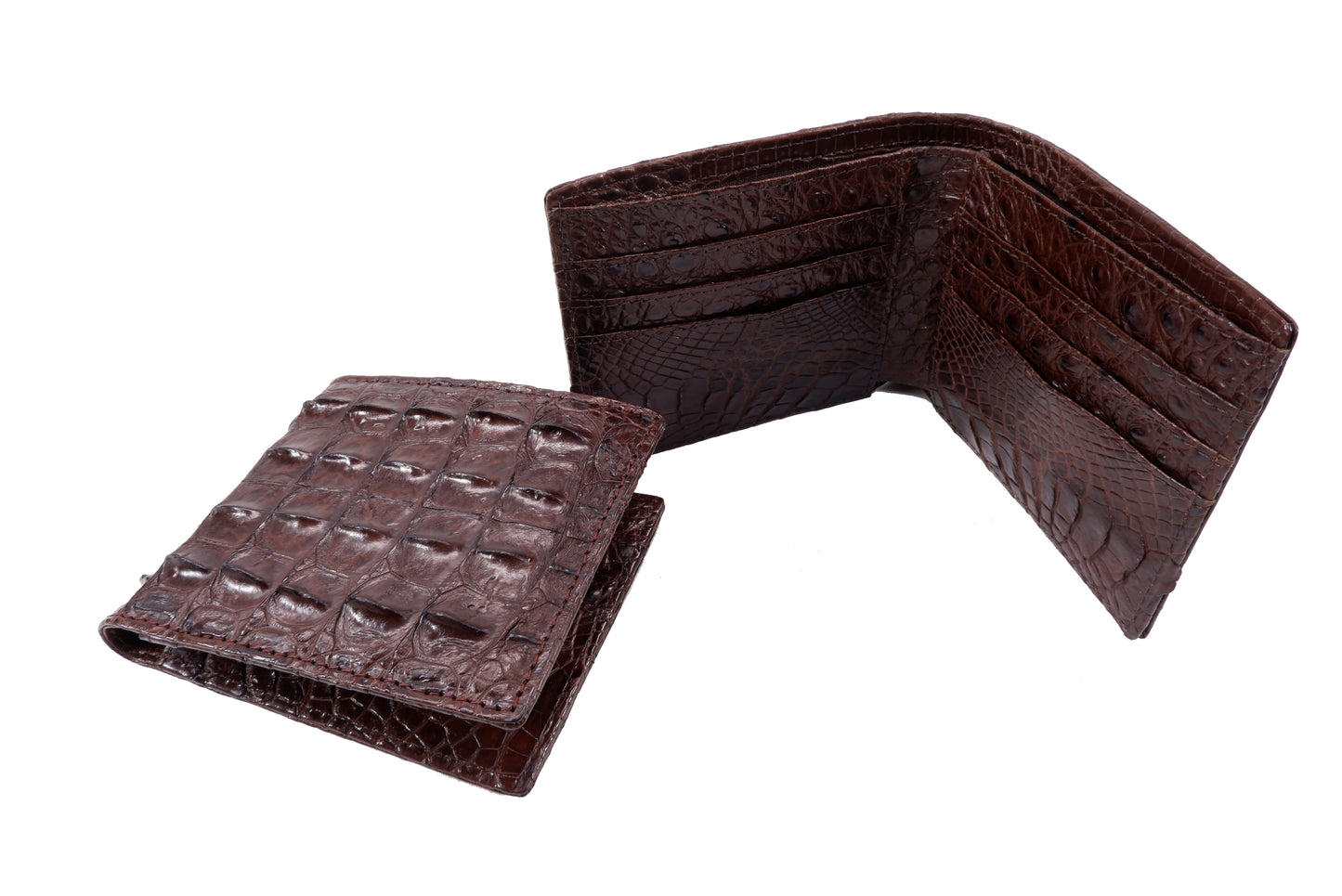 Genuine Crocodile Backbone Skin Leather Bifold Wallet with Crocodile Skin Interior