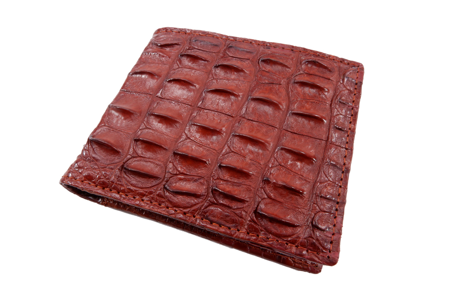 Genuine Crocodile Backbone Skin Leather Bifold Wallet with Crocodile Skin Interior