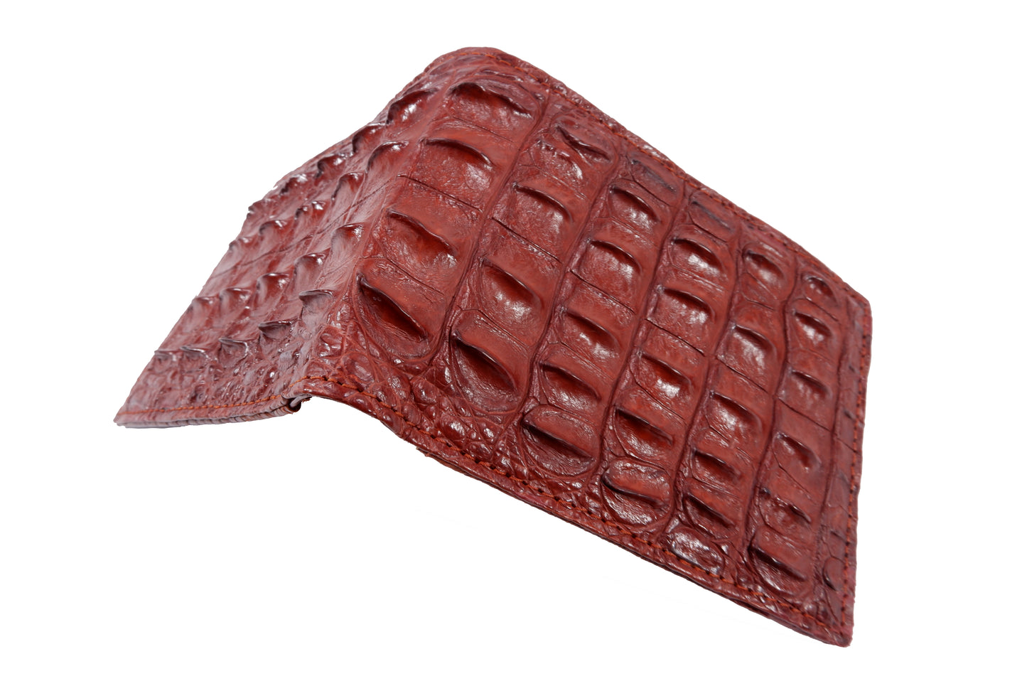 Genuine Crocodile Backbone Skin Leather Bifold Wallet with Crocodile Skin Interior