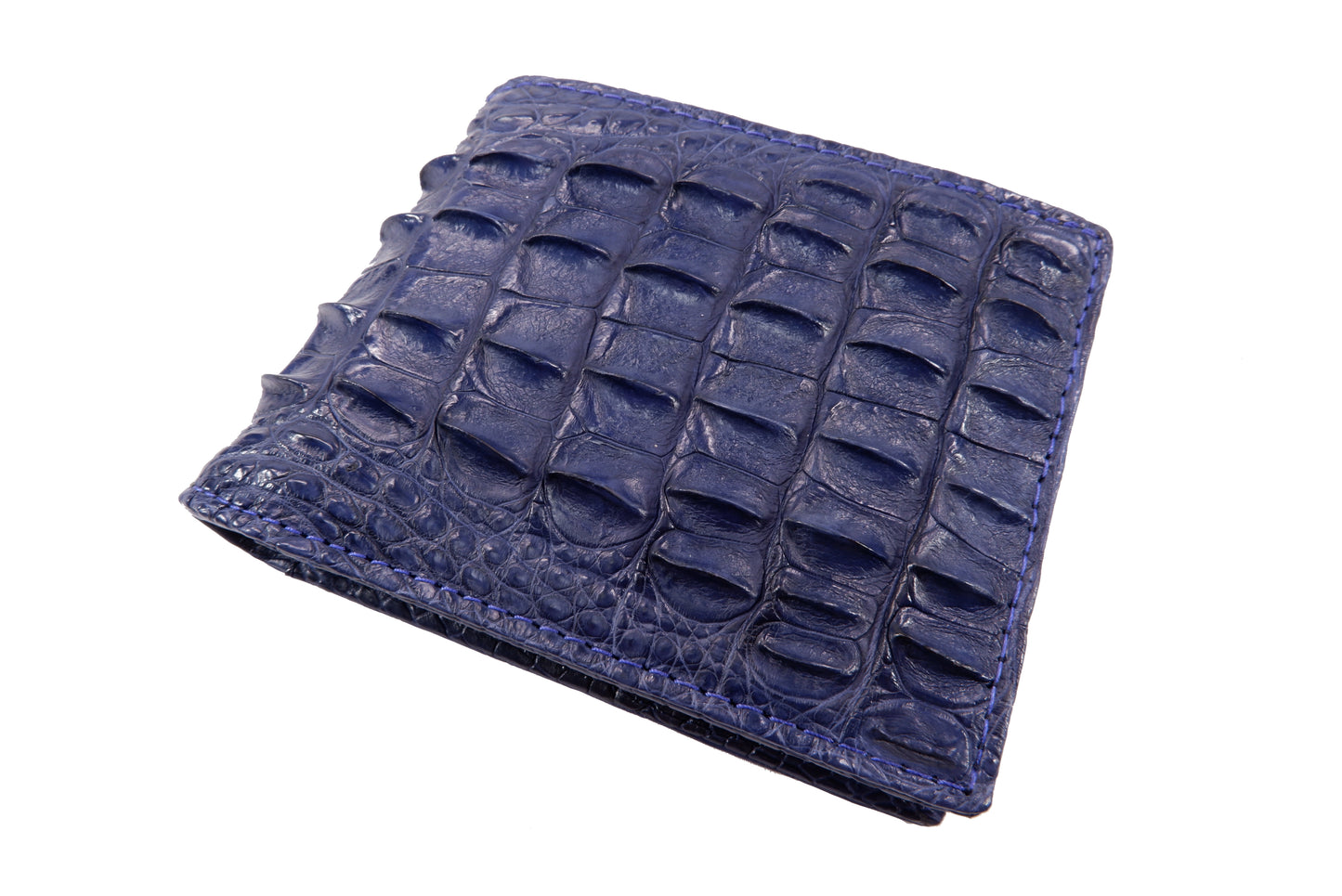 Genuine Crocodile Backbone Skin Leather Bifold Wallet with Crocodile Skin Interior