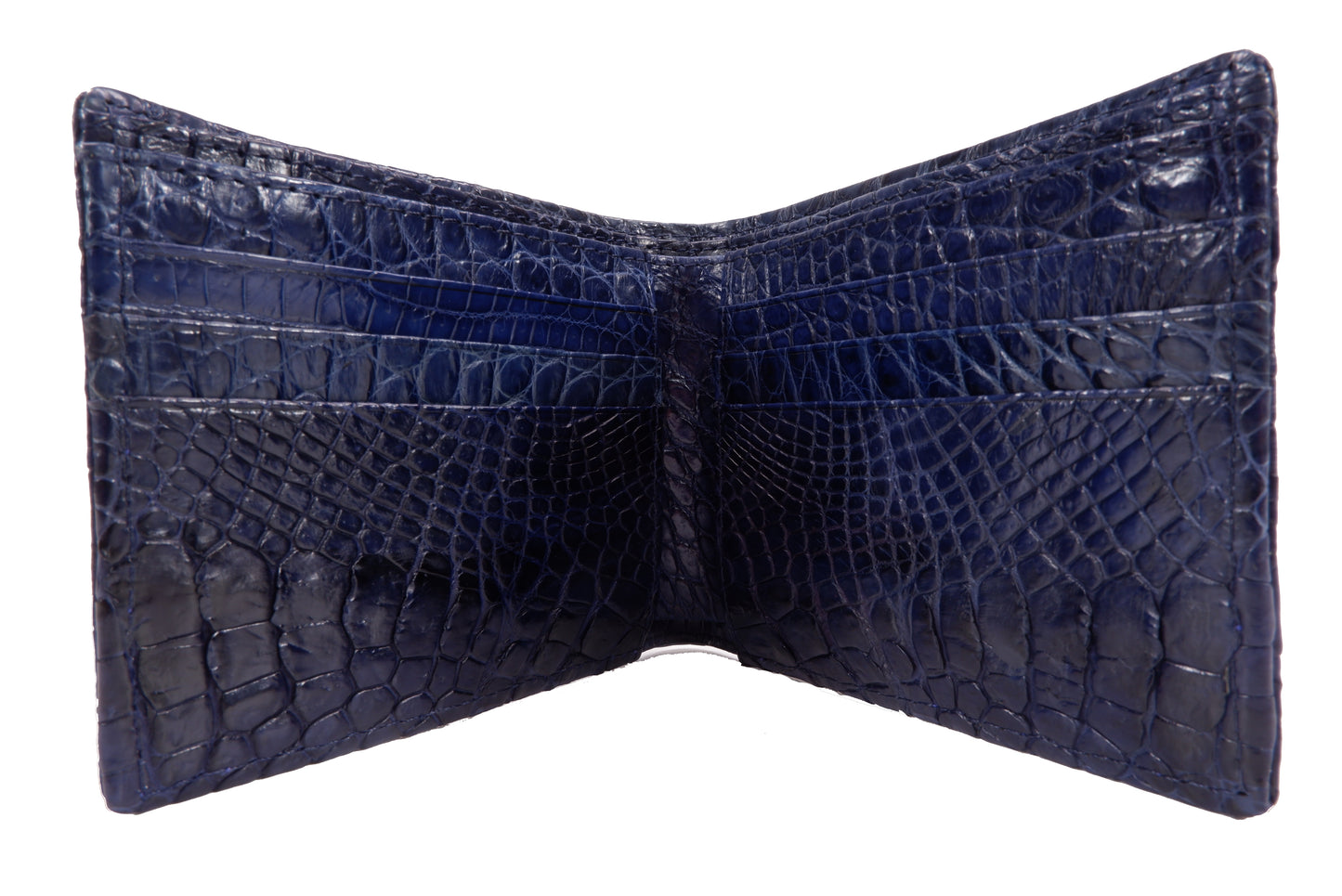 Genuine Crocodile Backbone Skin Leather Bifold Wallet with Crocodile Skin Interior