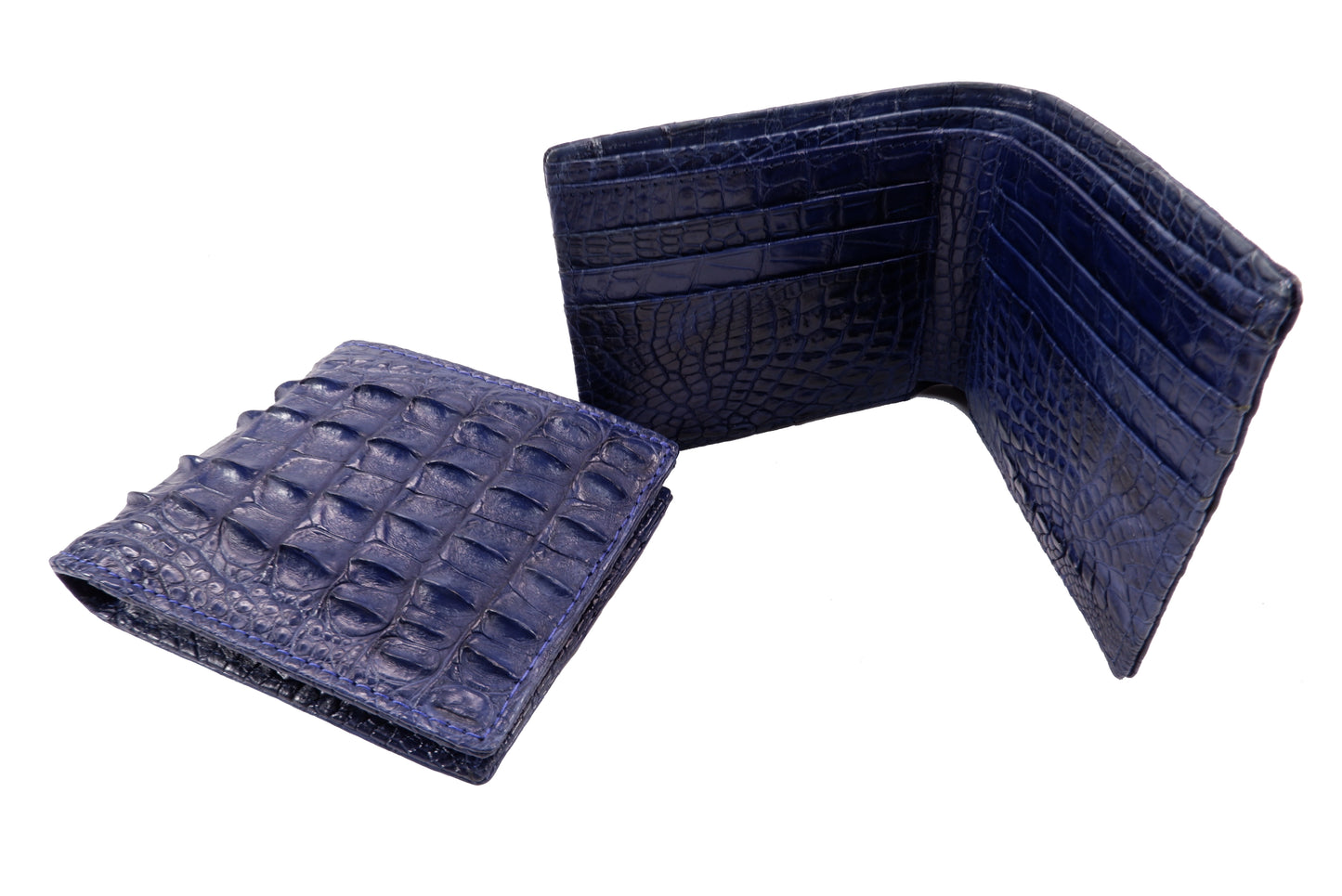 Genuine Crocodile Backbone Skin Leather Bifold Wallet with Crocodile Skin Interior