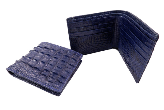 Genuine Crocodile Backbone Skin Leather Bifold Wallet with Crocodile Skin Interior