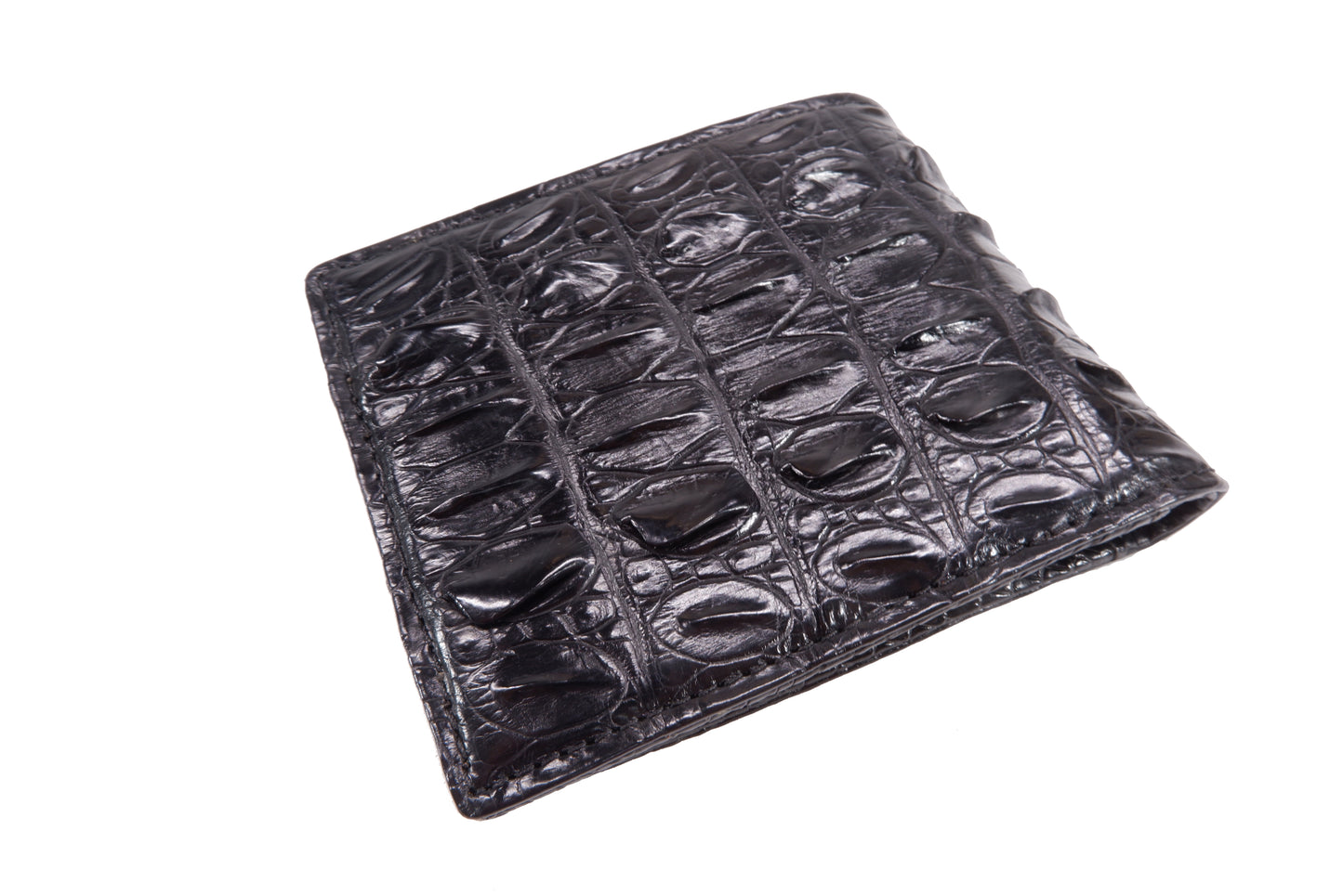 Genuine Crocodile Tail Skin Leather Bifold Wallet with Crocodile Skin Interior