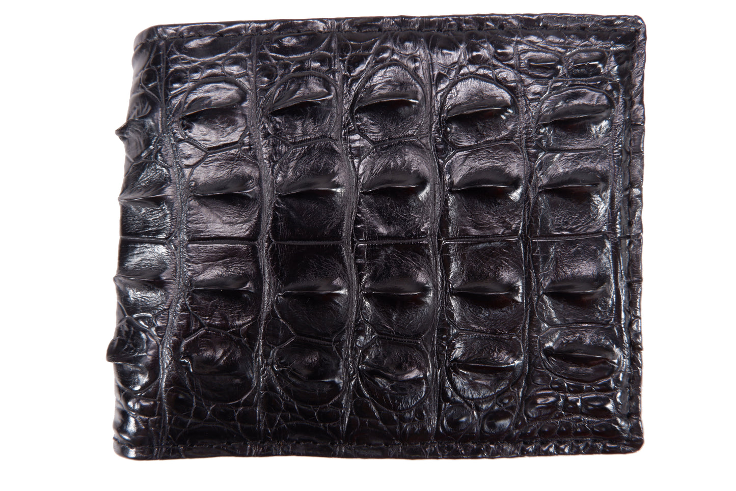 Genuine Crocodile Tail Skin Leather Bifold Wallet with Crocodile Skin Interior