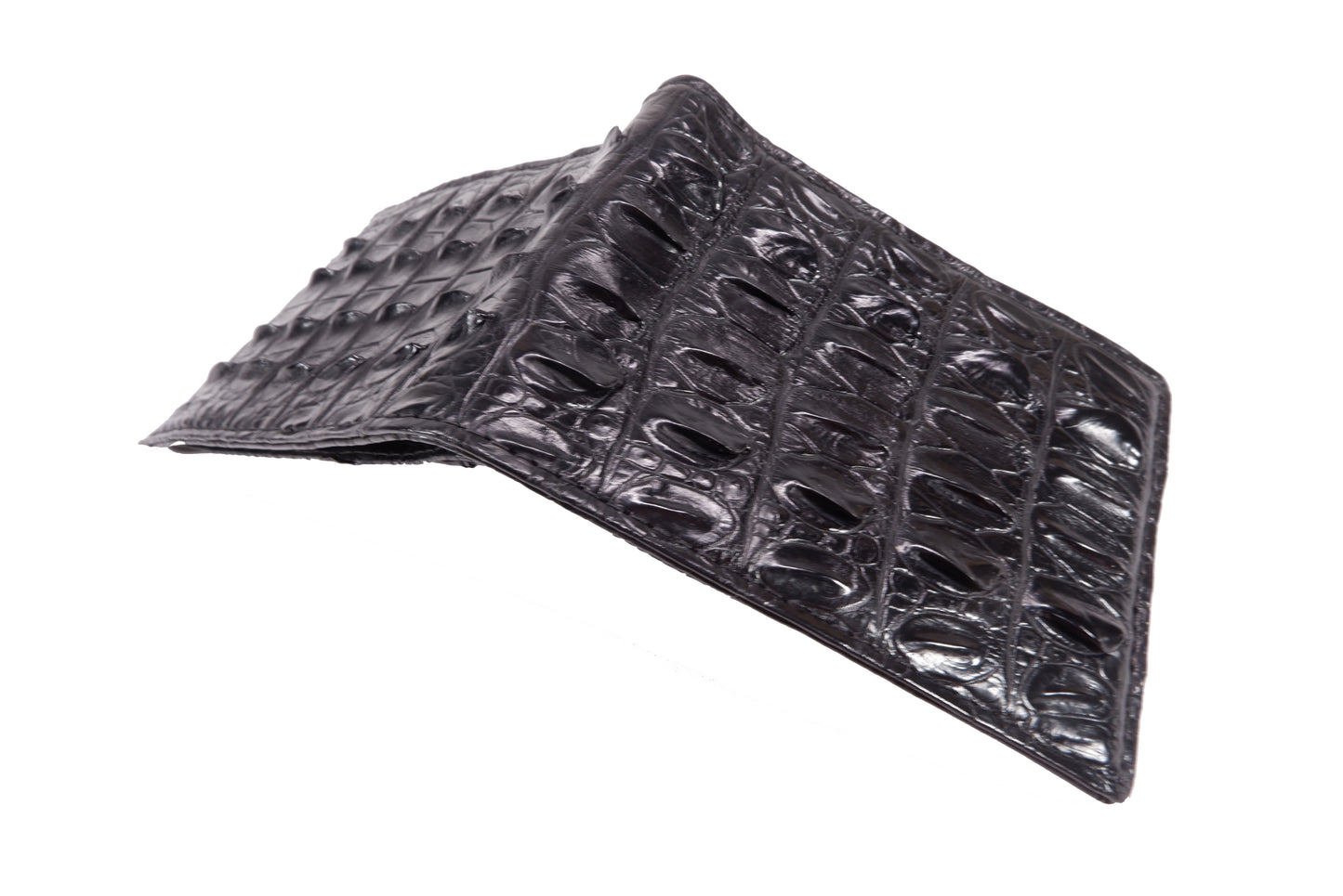 Genuine Crocodile Tail Skin Leather Bifold Wallet with Crocodile Skin Interior