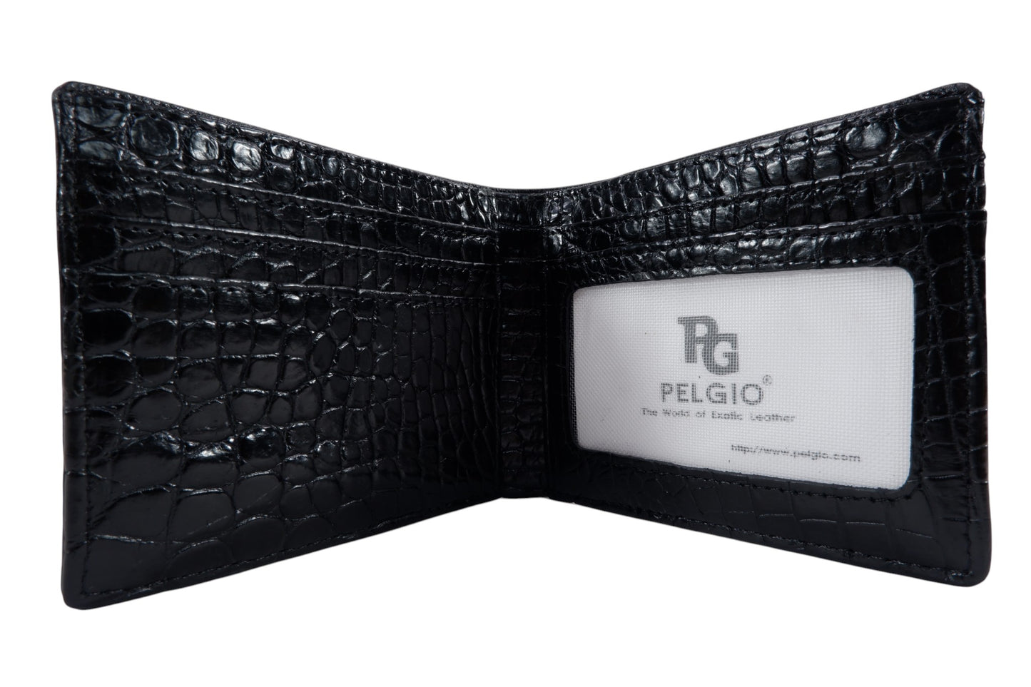 Genuine Crocodile Tail Skin Leather Bifold Wallet with Crocodile Skin Interior