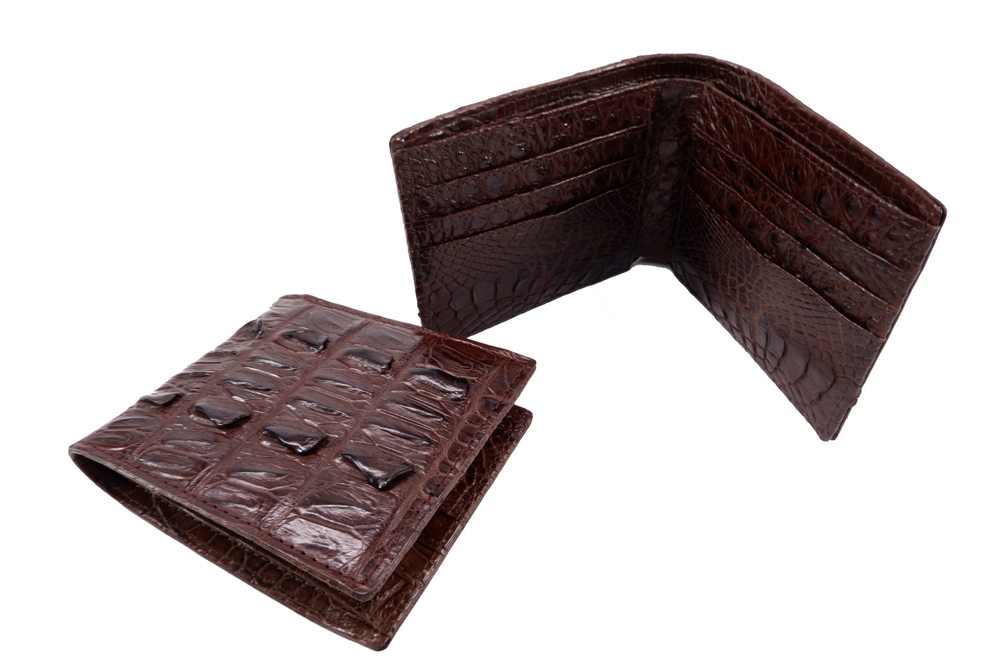 Genuine Crocodile Tail Skin Leather Bifold Wallet with Crocodile Skin Interior