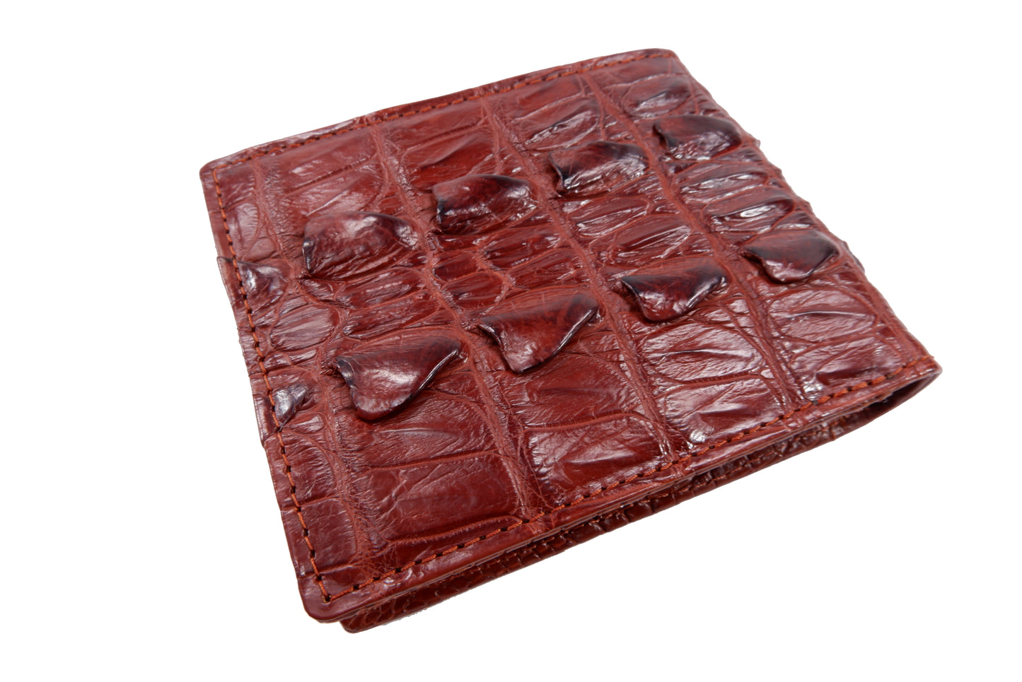 Genuine Crocodile Tail Skin Leather Bifold Wallet with Crocodile Skin Interior