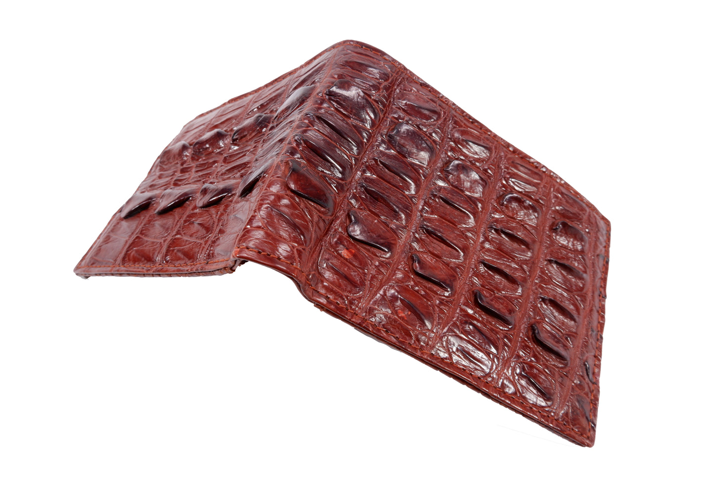 Genuine Crocodile Tail Skin Leather Bifold Wallet with Crocodile Skin Interior