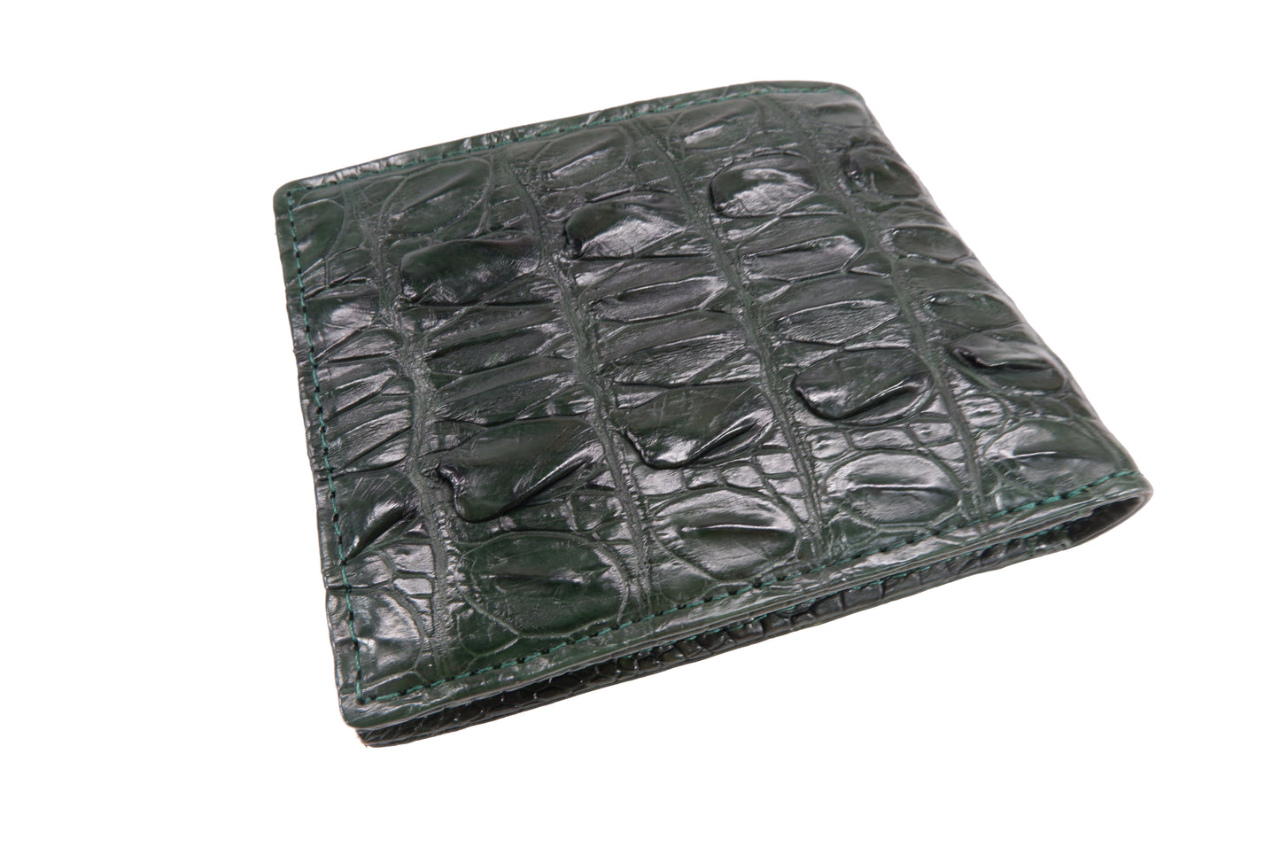 Genuine Crocodile Tail Skin Leather Bifold Wallet with Crocodile Skin Interior
