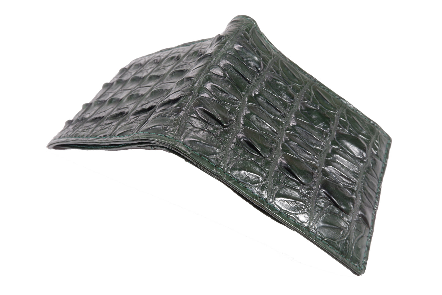 Genuine Crocodile Tail Skin Leather Bifold Wallet with Crocodile Skin Interior