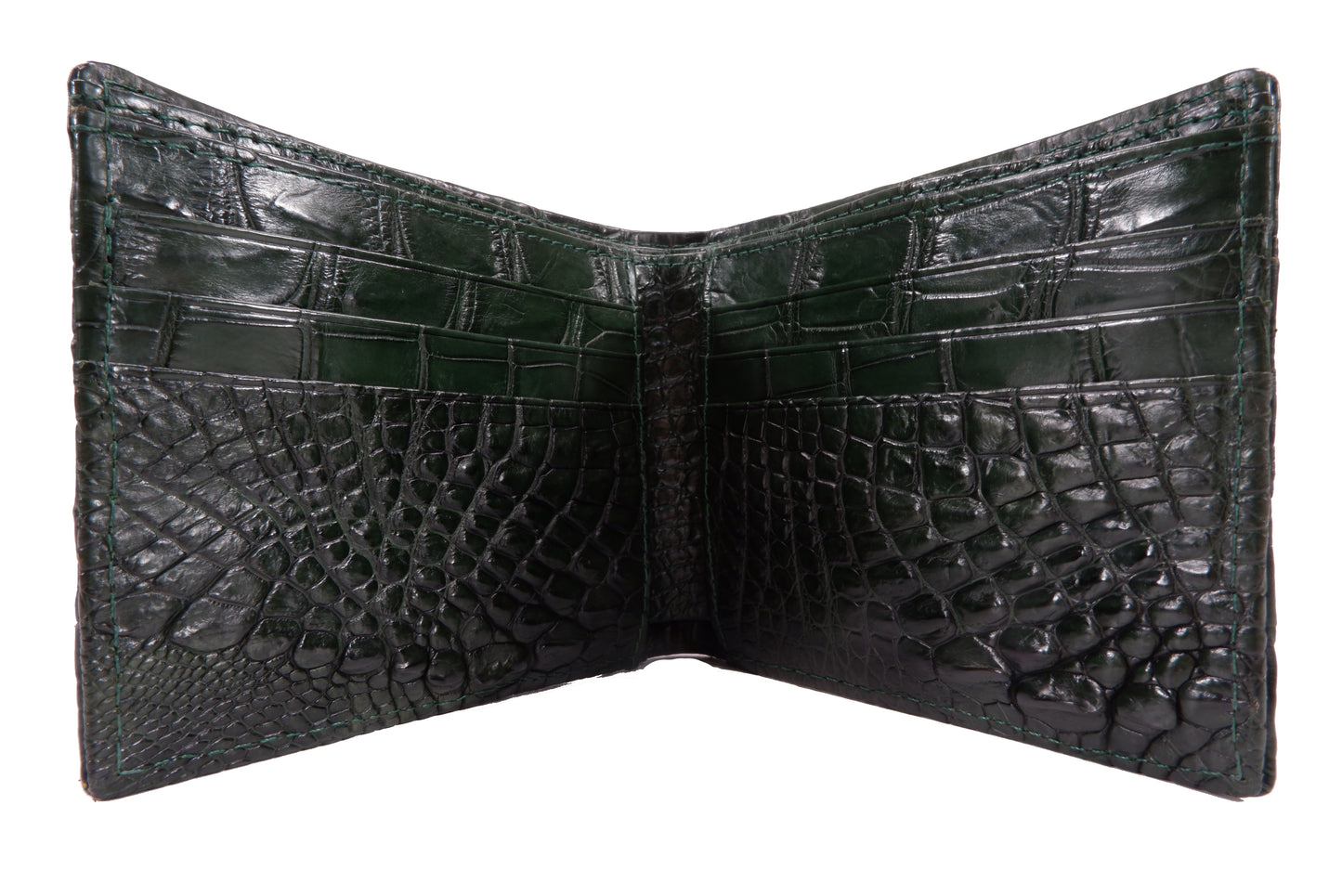 Genuine Crocodile Tail Skin Leather Bifold Wallet with Crocodile Skin Interior