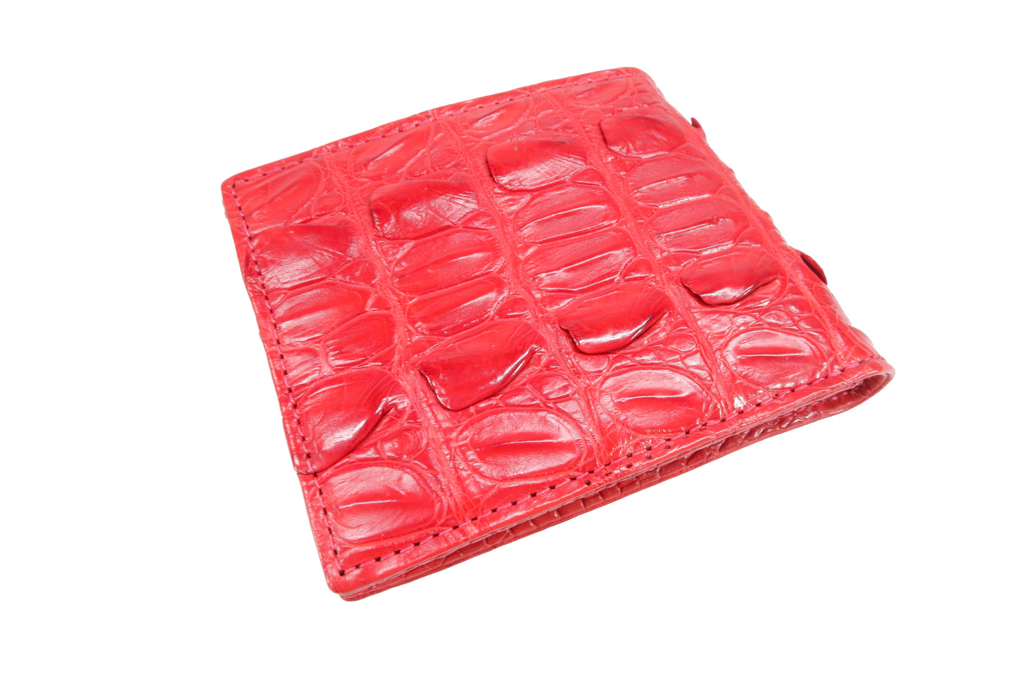 Genuine Crocodile Tail Skin Leather Bifold Wallet with Crocodile Skin Interior