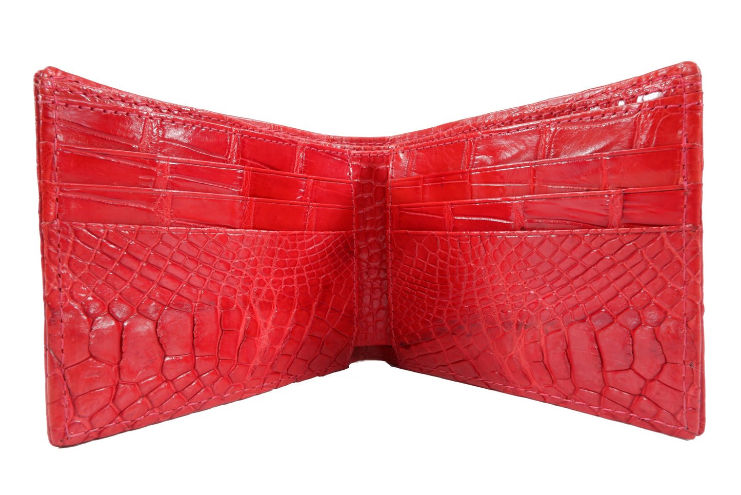 Genuine Crocodile Tail Skin Leather Bifold Wallet with Crocodile Skin Interior