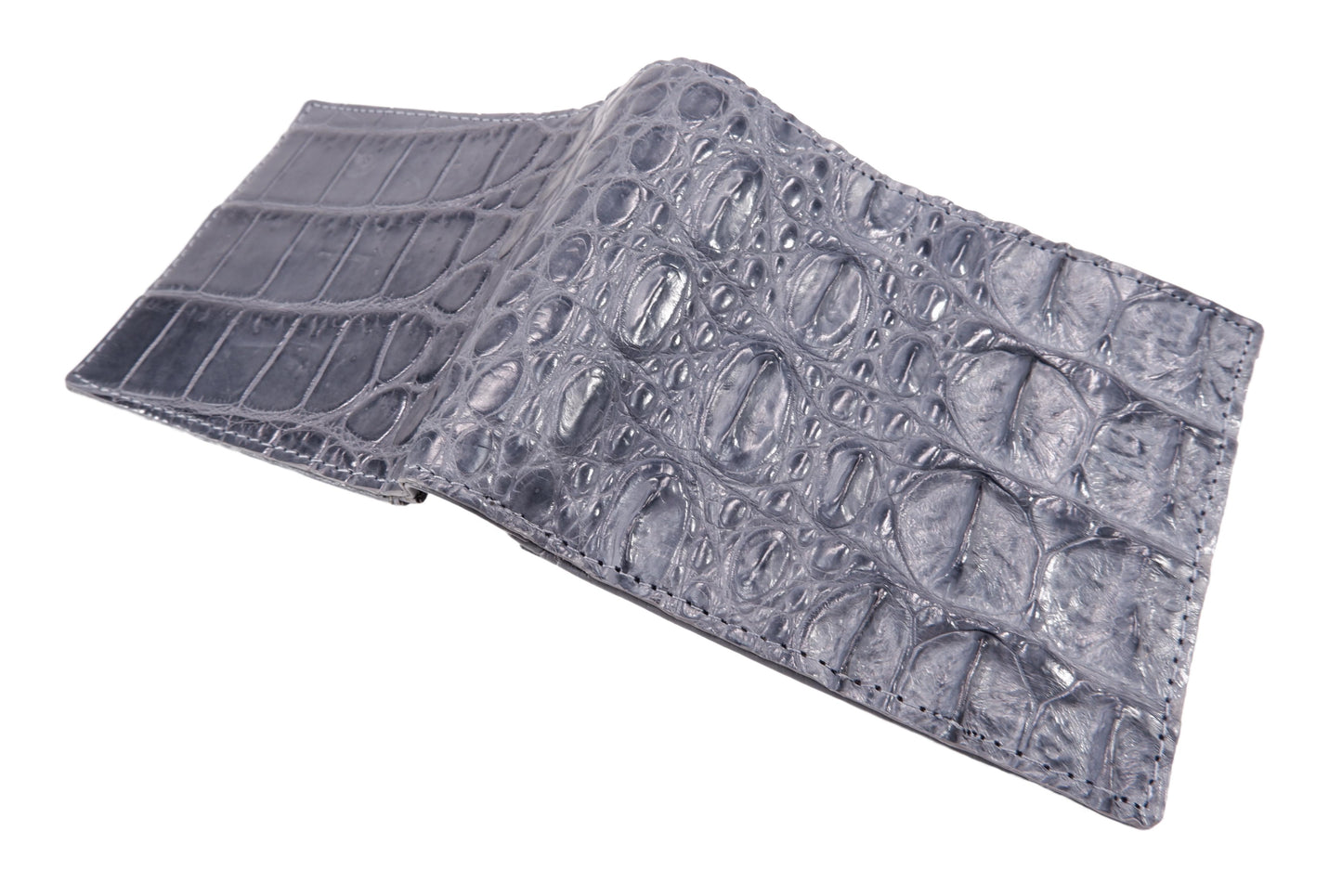 Genuine Crocodile Half Backbone Skin Leather Soft & Slim Bifold Wallet
