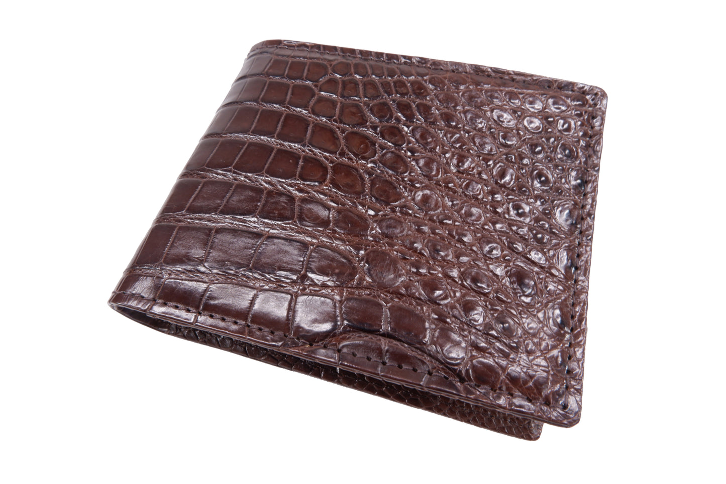 Genuine Crocodile Skin Leather Bifold Wallet with Crocodile Skin Interior