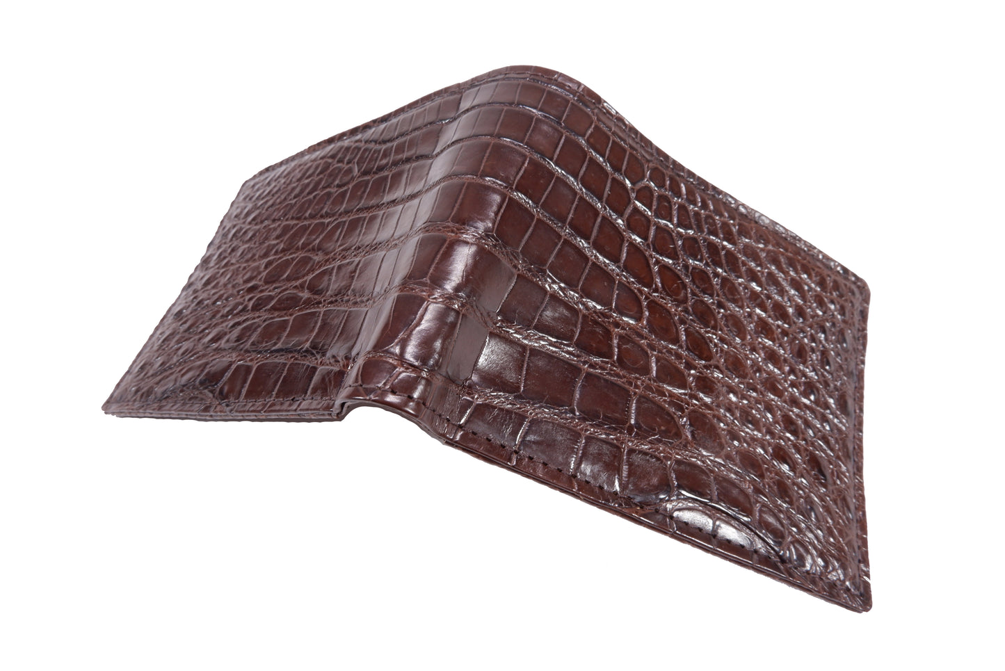 Genuine Crocodile Skin Leather Bifold Wallet with Crocodile Skin Interior