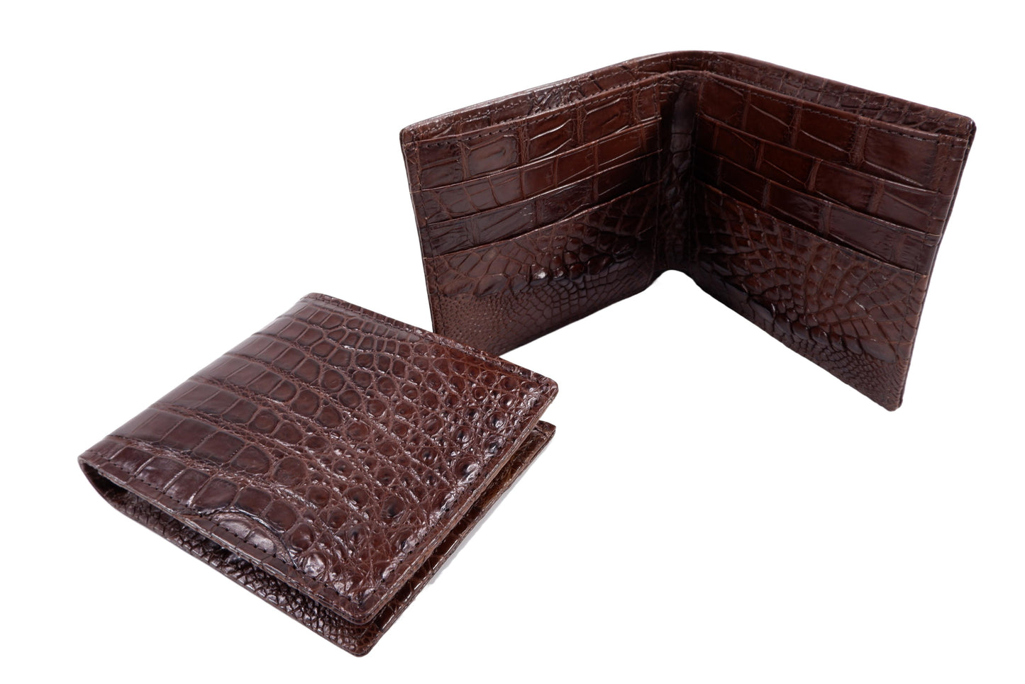 Genuine Crocodile Skin Leather Bifold Wallet with Crocodile Skin Interior