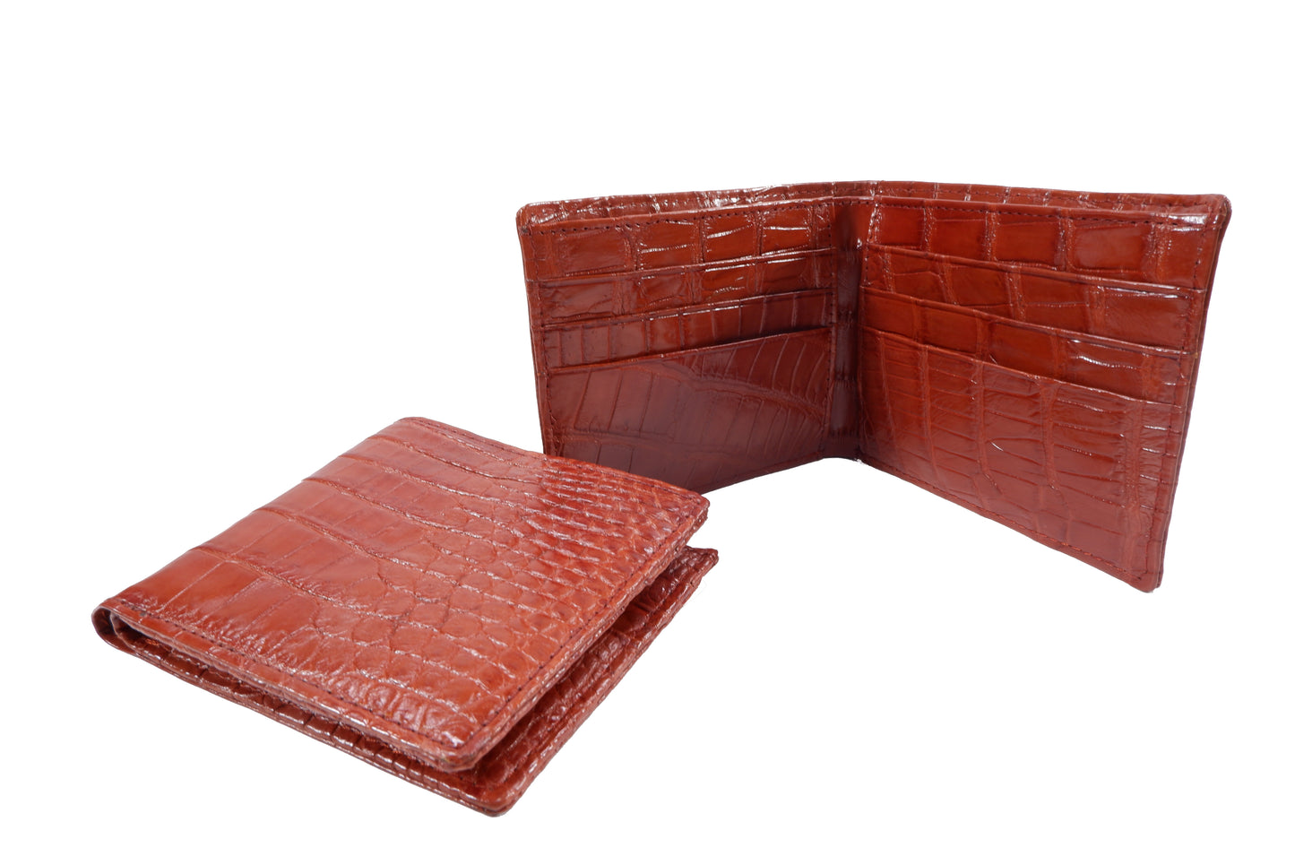 Genuine Crocodile Skin Leather Bifold Wallet with Crocodile Skin Interior
