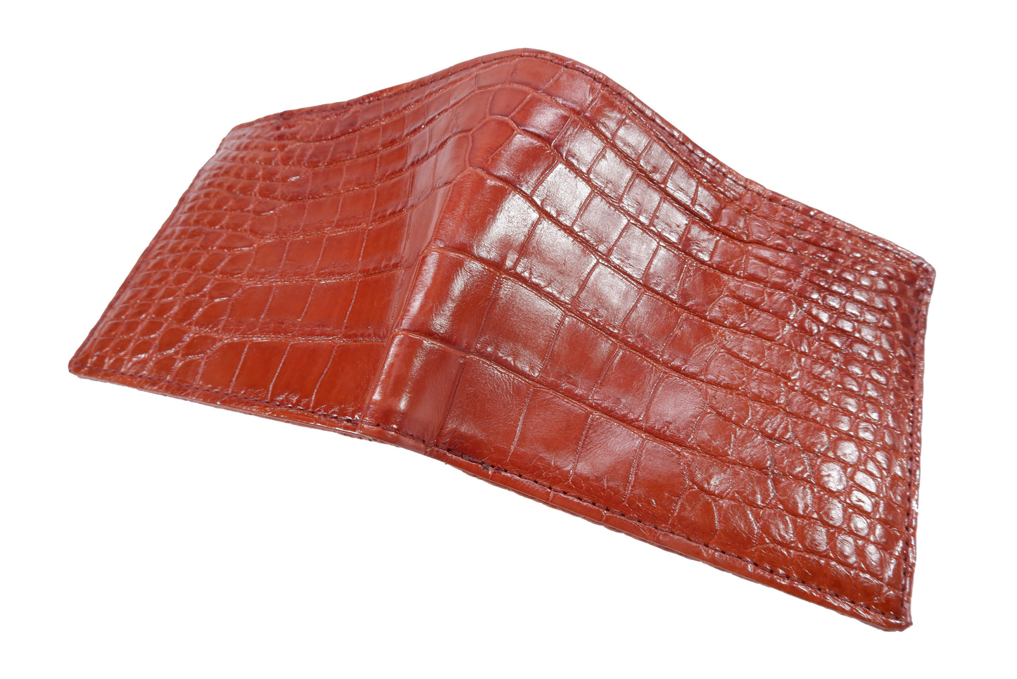 Genuine Crocodile Skin Leather Bifold Wallet with Crocodile Skin Interior