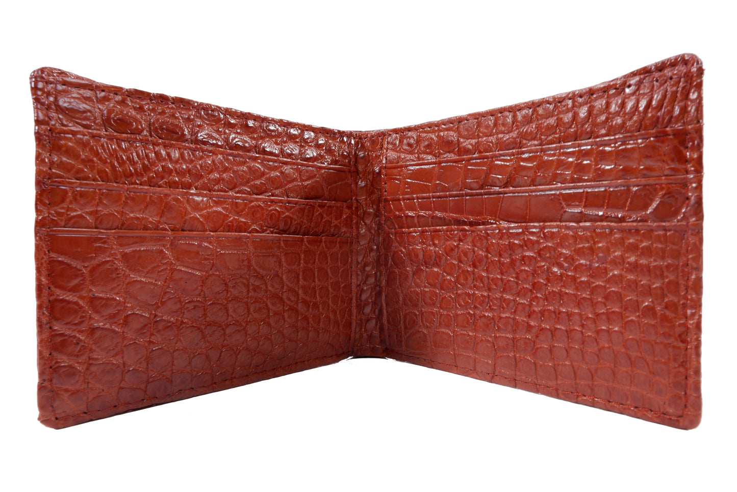 Genuine Crocodile Skin Leather Bifold Wallet with Crocodile Skin Interior