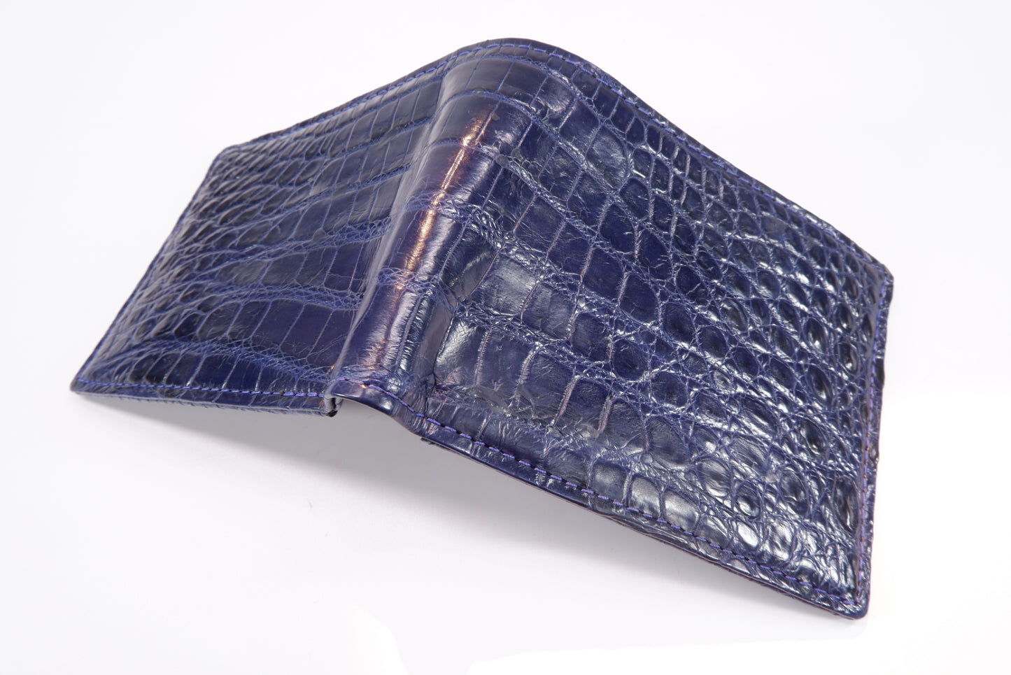 Genuine Crocodile Skin Leather Bifold Wallet with Crocodile Skin Interior