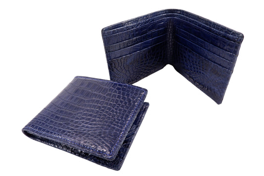 Genuine Crocodile Skin Leather Bifold Wallet with Crocodile Skin Interior