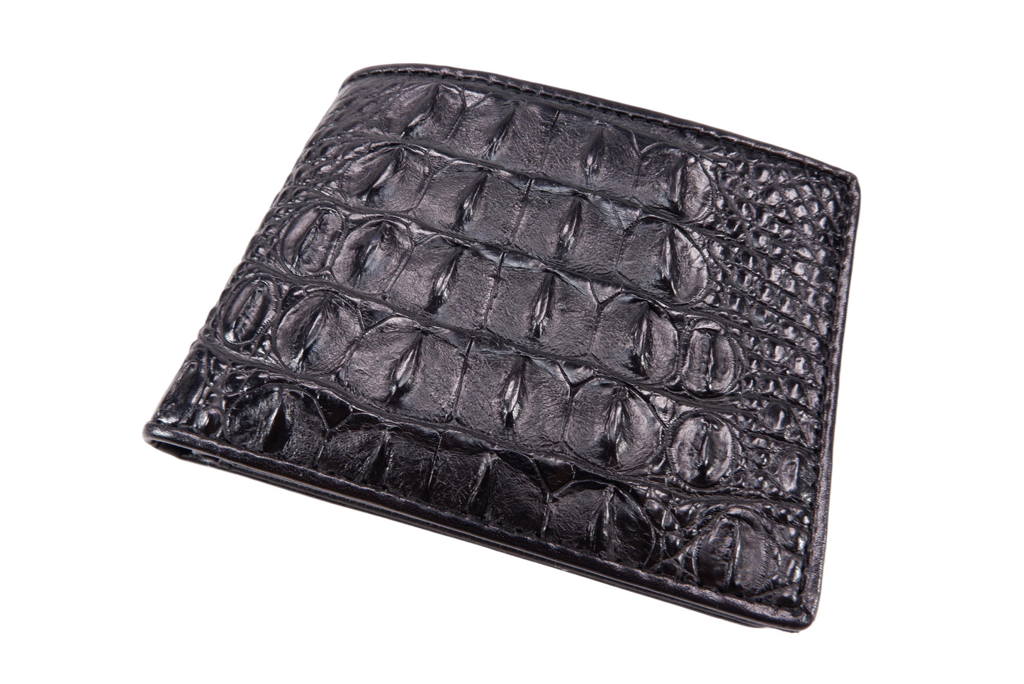 Genuine Crocodile Backbone Skin Leather Soft & Slim Bifold Wallet