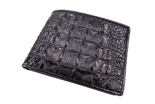 Genuine Crocodile Backbone Skin Leather Soft & Slim Bifold Wallet