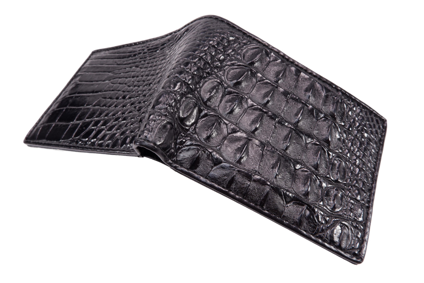 Genuine Crocodile Backbone Skin Leather Soft & Slim Bifold Wallet