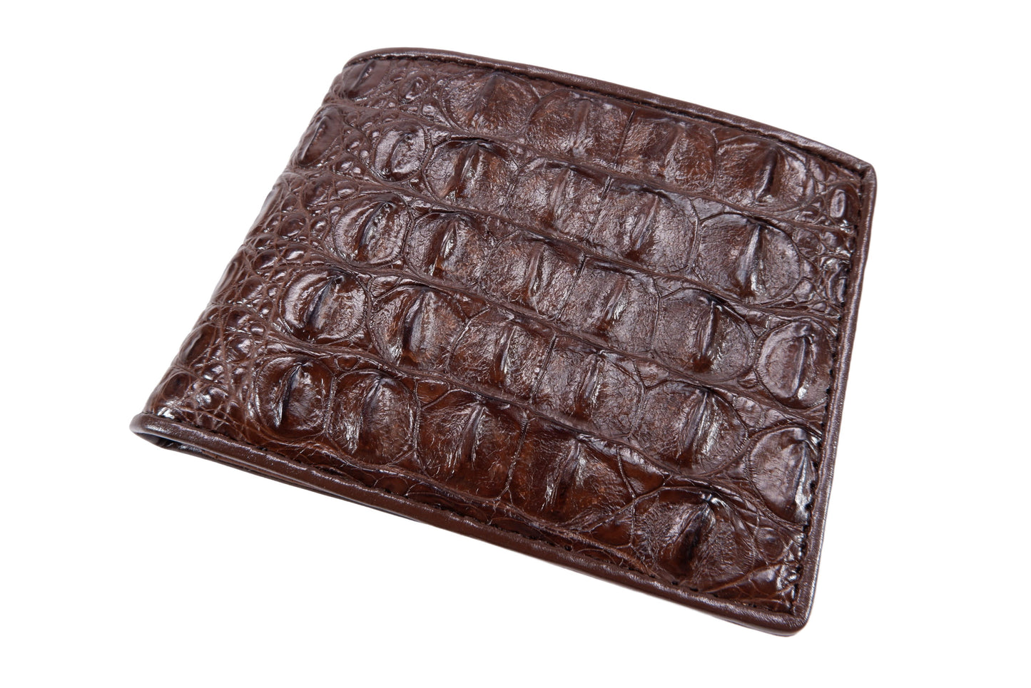 Genuine Crocodile Backbone Skin Leather Soft & Slim Bifold Wallet