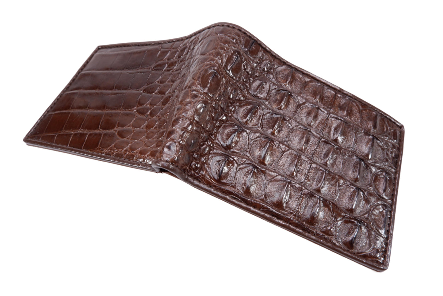 Genuine Crocodile Backbone Skin Leather Soft & Slim Bifold Wallet