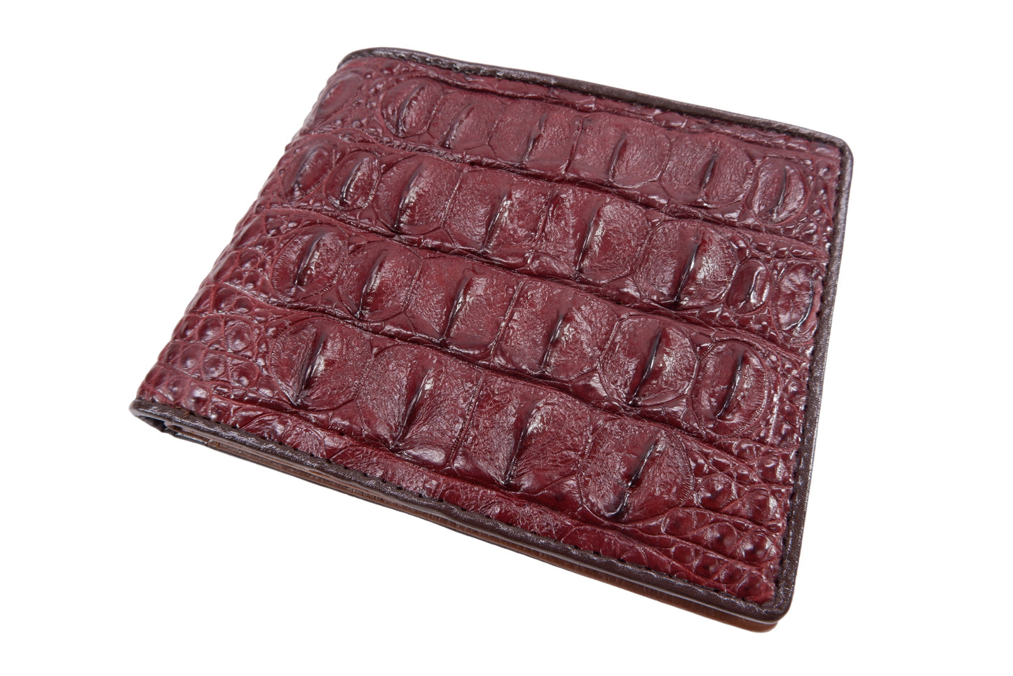 Genuine Crocodile Backbone Skin Leather Soft & Slim Bifold Wallet