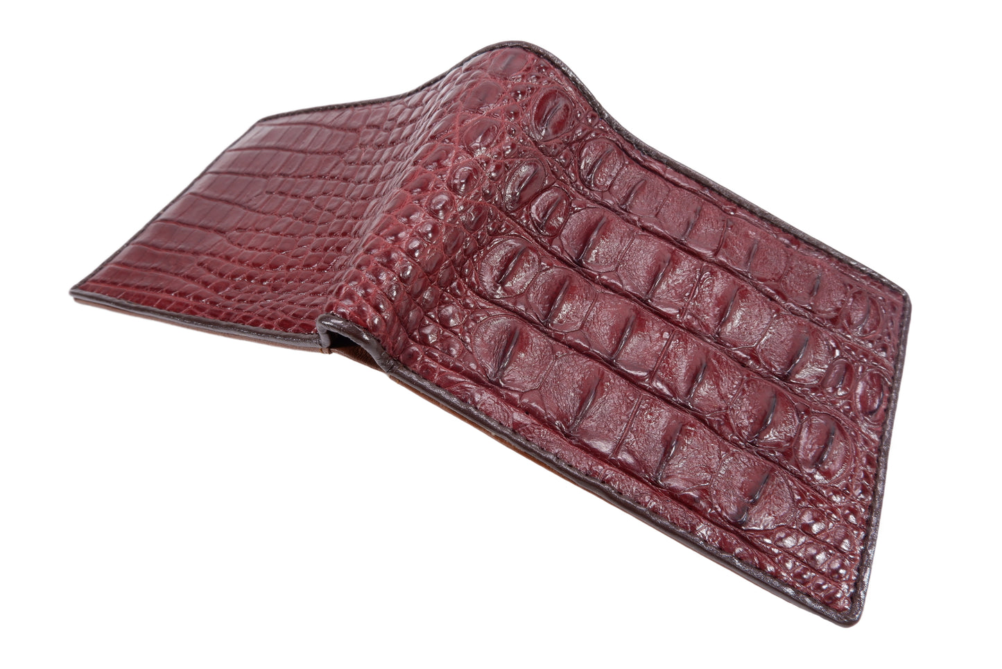 Genuine Crocodile Backbone Skin Leather Soft & Slim Bifold Wallet