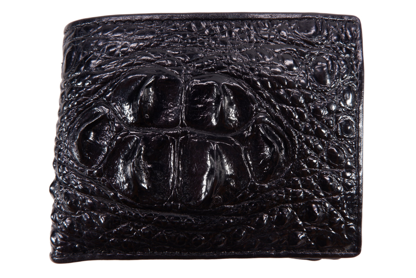 Genuine Crocodile Head Bump Skin Leather Men's Bifold Wallet